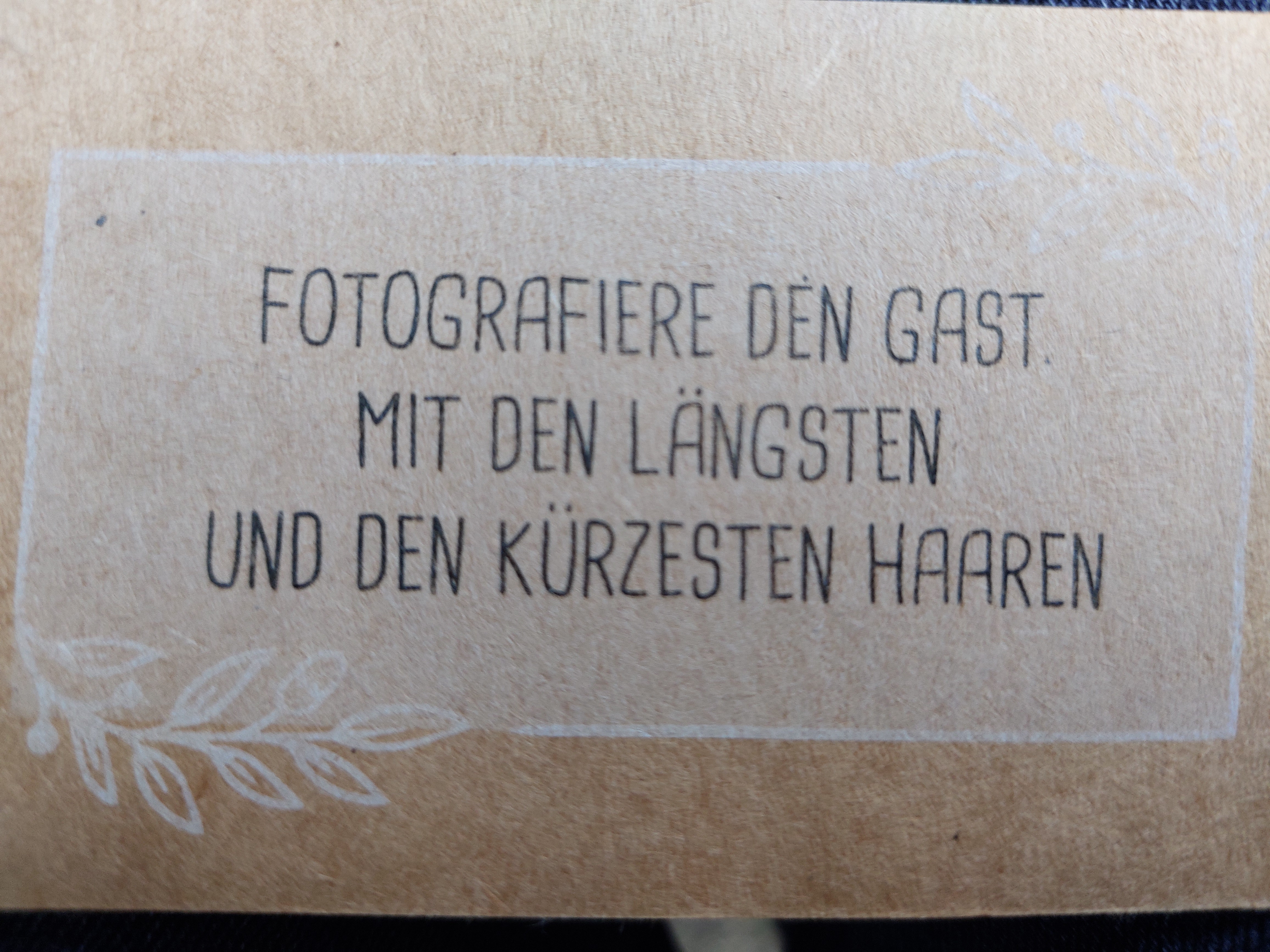 Fotografierte Aufgabenkarte